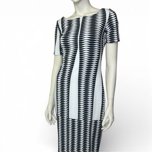 La Pateau‎ Black and White Geometric Patterned Body Con Dress S/M